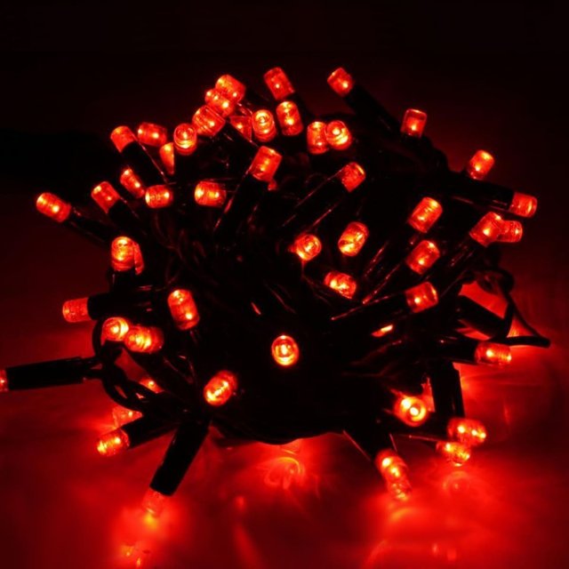 Вулична гірлянда Нитка 10м Standart червоний колір світіння на чорному кабелі, арт. G069-ST, чорний