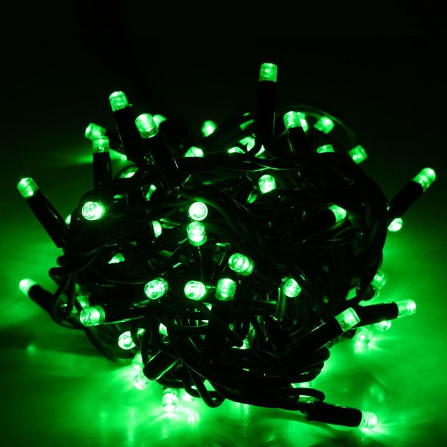 Вулична гірлянда Нитка 10м Standart зелений колір світіння на чорному кабелі, арт. G070-ST, чорний