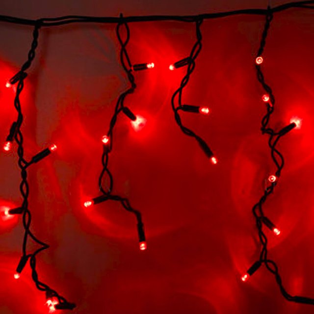 Вулична гірлянда Бахрома 3х0,7м Standart червоний колір світіння з мерехтінням на чорному кабелі, арт. G004-ST, чорний