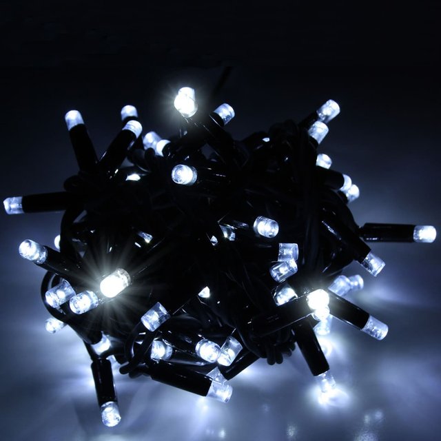 Вулична гірлянда Нитка 10м Standart холодний білий колір світіння з мерехтінням на чорному кабелі, арт. G048-ST, чорний