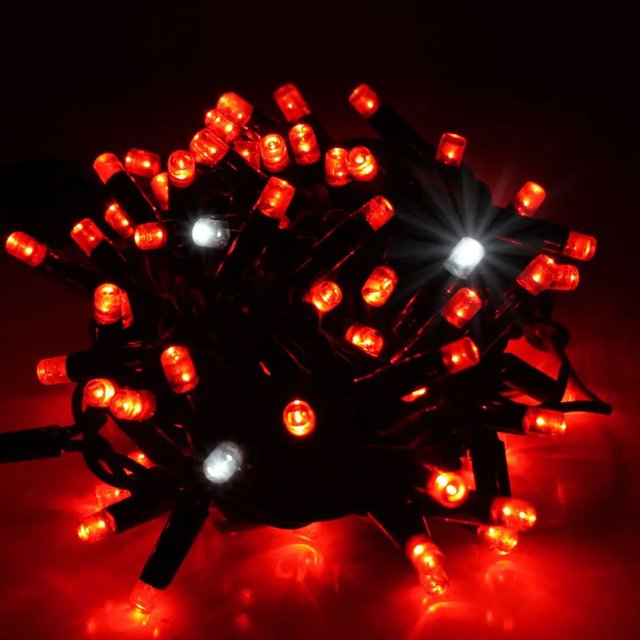 Вулична гірлянда Нитка 10м Standart червоний колір світіння з мерехтінням на чорному кабелі, арт. G050-ST, чорний