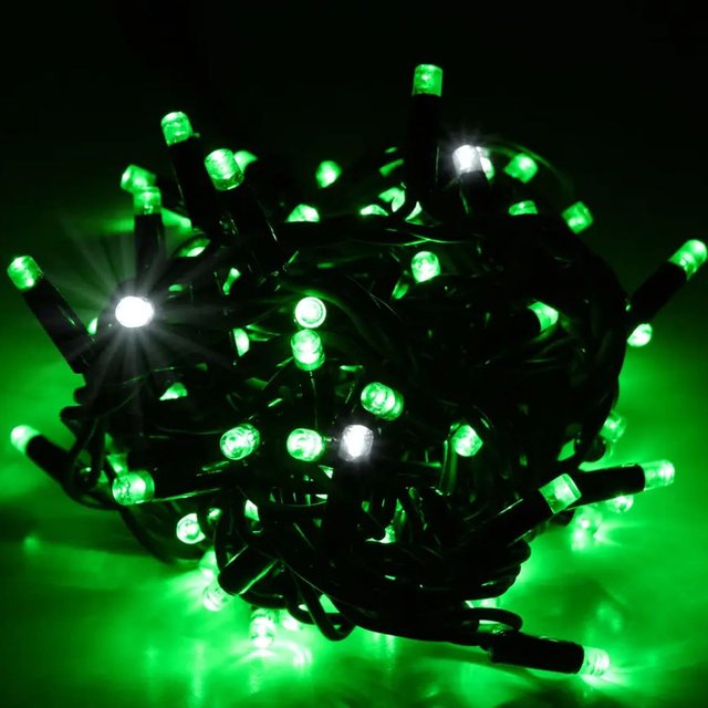 Вулична гірлянда Нитка 10м Standart зелений колір світіння з мерехтінням на чорному кабелі, арт. G051-ST, чорний