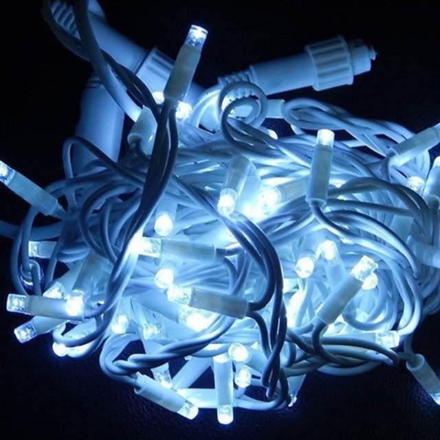 Вулична гірлянда Нитка 10м Standart холодний білий колір світіння з мерехтінням на білому кабелі, арт. G060-ST, білий