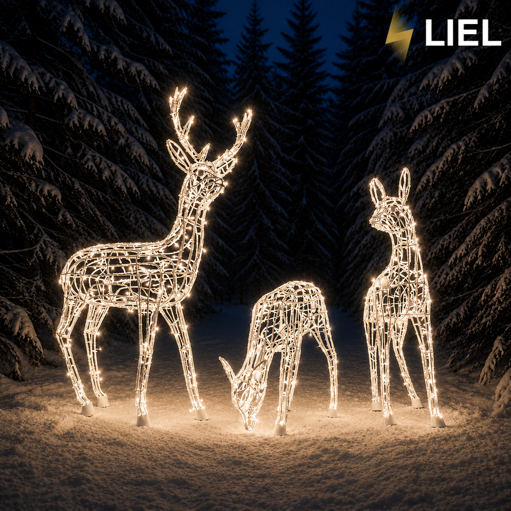 Новогодний световой олень LIEL 3D, 200 LED, 170 см, теплый белый цвет свечения, IP67, декоративная светодиодная фигура для улицы, арт. G-0008