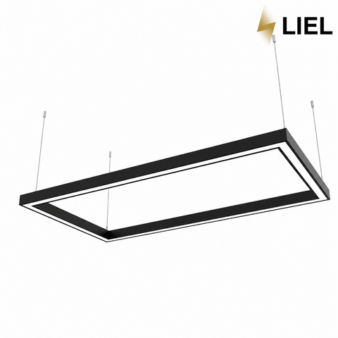 Светодиодный подвесной линейный светильник с LED профиля прямоугольник LIEL 1200x600x40х43.6мм 129.6W 220V Premium, арт. L095