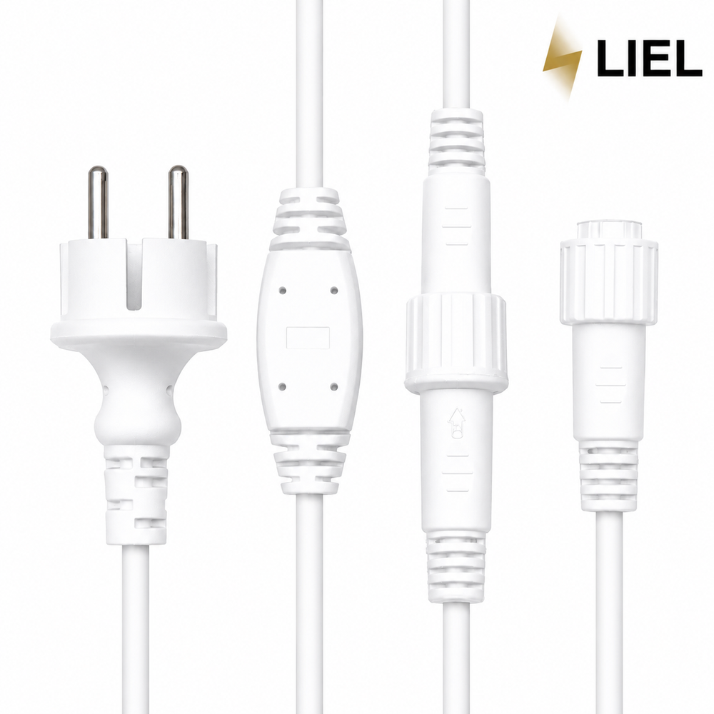 Вулична гірлянда Бахрома LIEL 3х0,7м Premium теплий білий колір світіння з мерехтінням на білому кабелі IP65, арт. G0101-ST