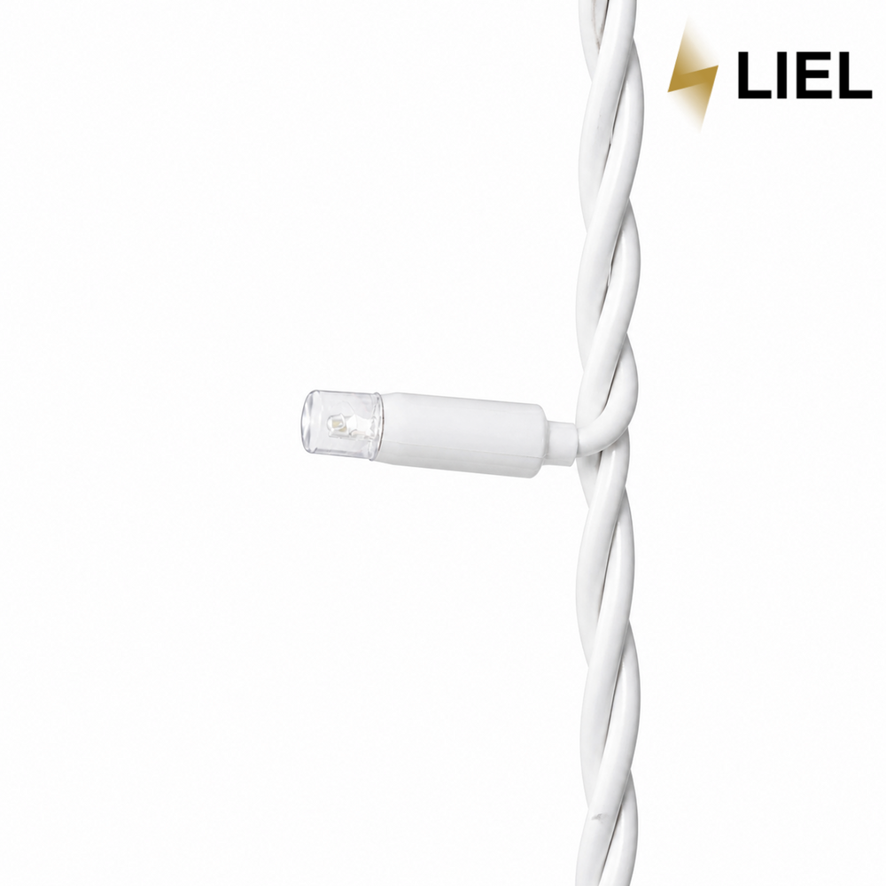 Вулична гірлянда Нитка LIEL 10м Standart теплий білий колір на білому кабелі, IP44, арт. G062-ST