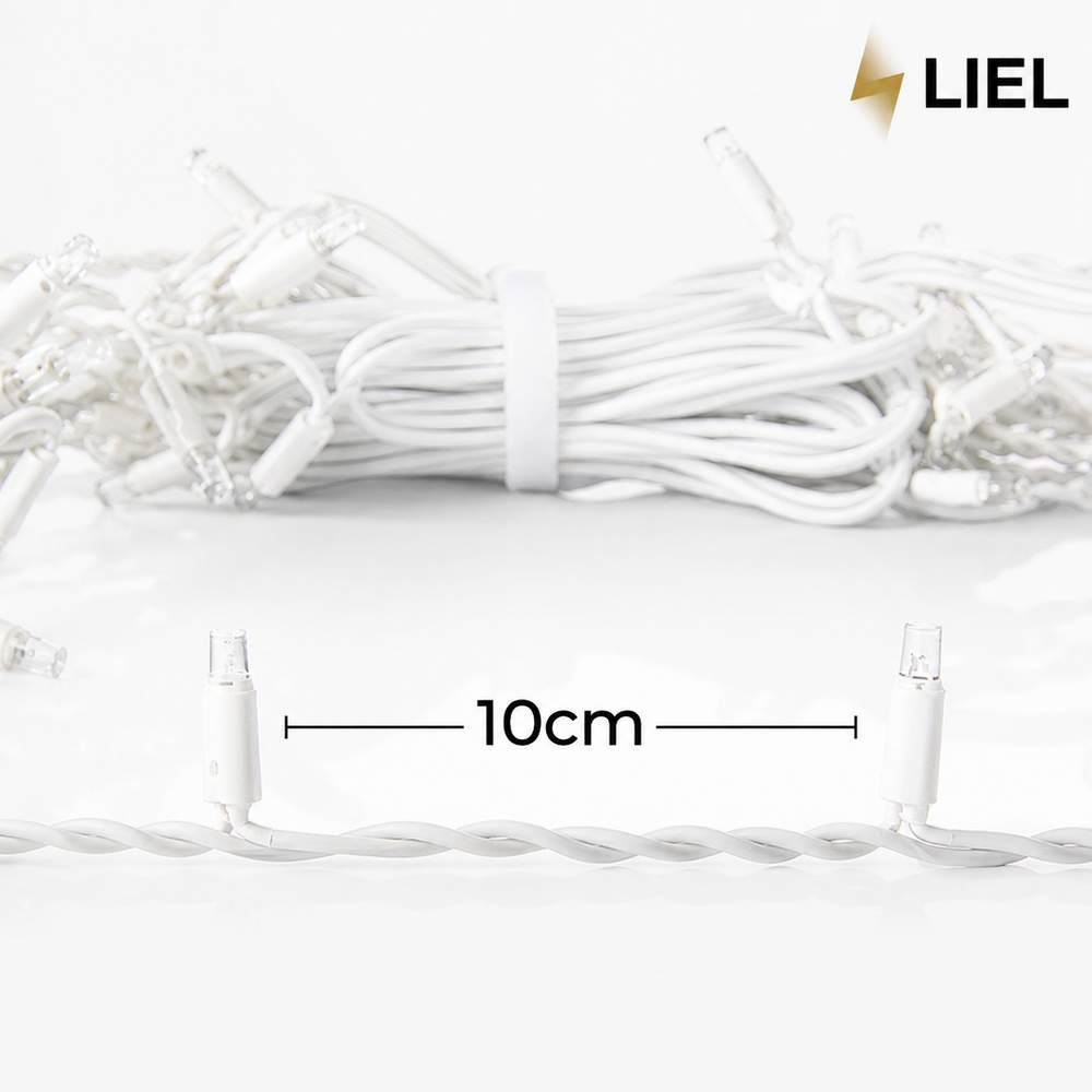 Уличная гирлянда Нитка LIEL 10м Standart холодный белый цвет на белом кабеле, IP44 арт. G063-ST