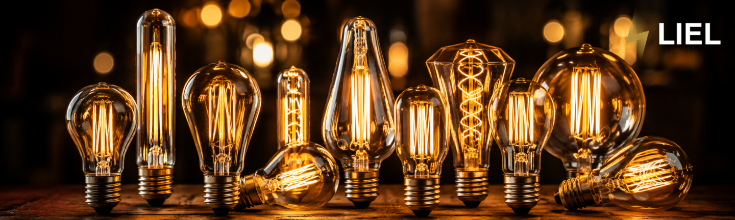 Колекція філаментних LED ламп E27 різних форм для вуличних ретро гірлянд Belt Light та декоративного освітлення