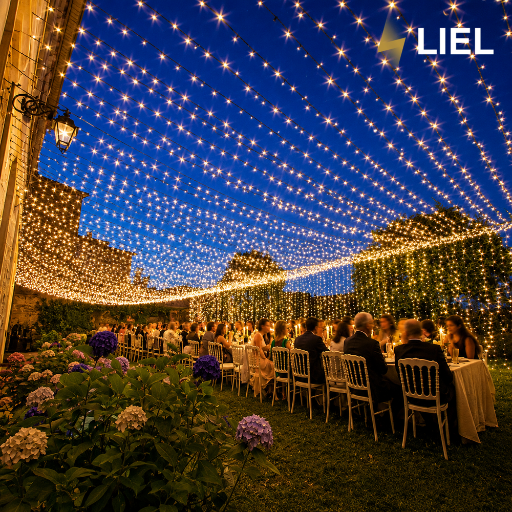 Уличная гирлянда Нитка LIEL 10м Standart желтый цвет на черном кабеле, IP44, арт. G100-ST
