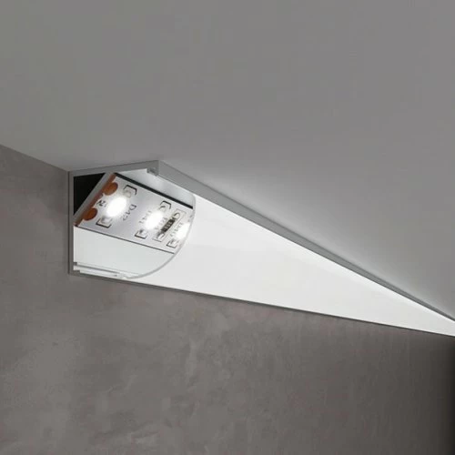 Алюмінієвий профіль для LED-стрічки ЛПУ-16 кутовий анодований (профіль + розсіювач), алюміній анодований