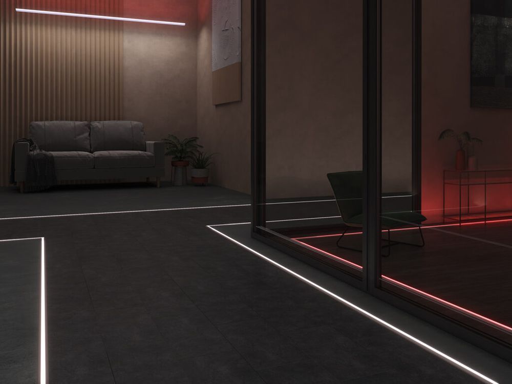 Алюмінієвий профіль для LED-стрічки Х806 врізний анодований (профіль + розсіювач), сірий, алюміній анодований