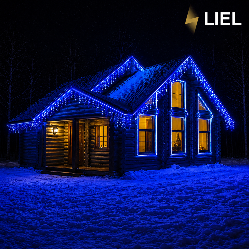 Уличная гирлянда Бахрома LIEL 3х0,7м Premium синий цвет на белом кабеле, IP65 арт. G0106-ST