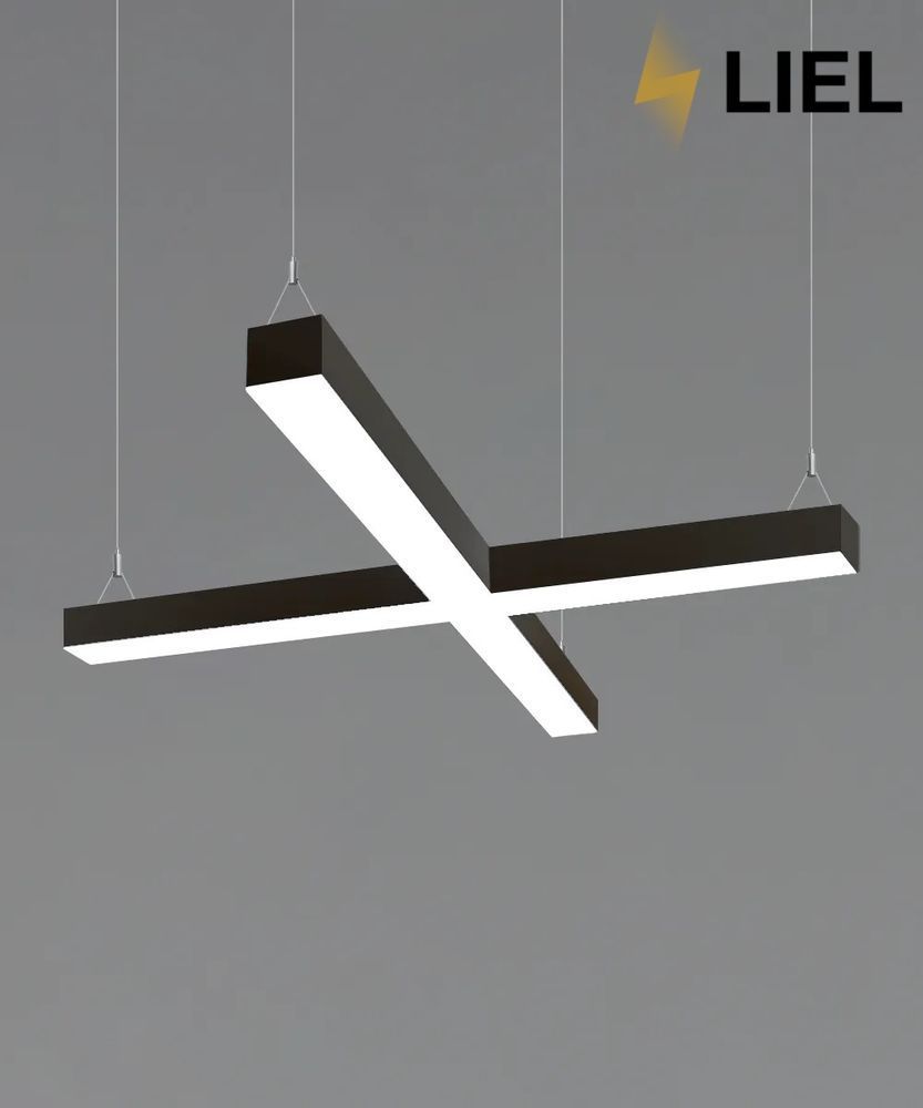 Светодиодный подвесной линейный светильник с LED профиля Х-образный LIEL 600х600х40х43.6мм 43.2W 24V Premium, арт. L062