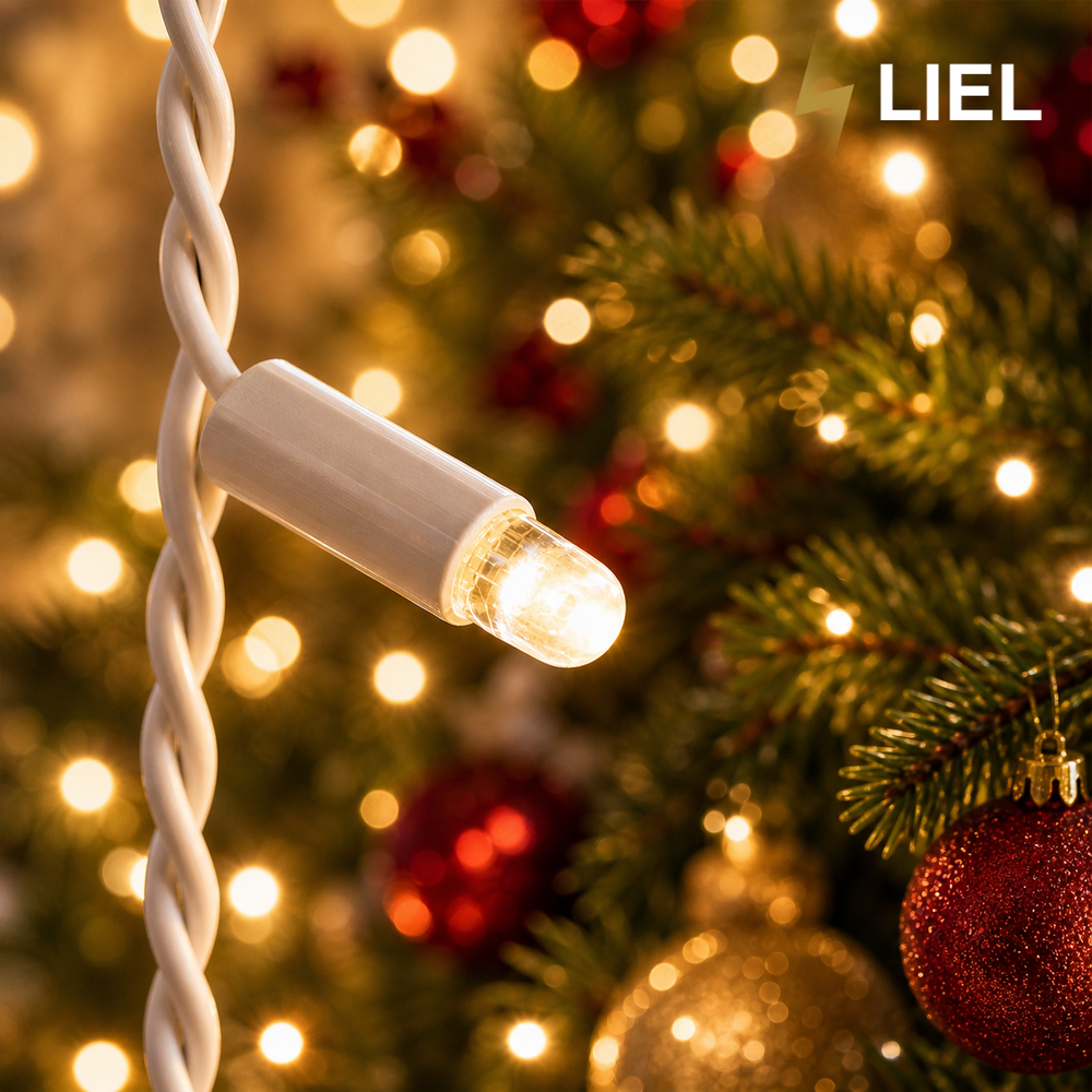 Вулична Гірлянда Бахрома LIEL 3х0.7м Premium Ultra тепле біле світло з мерехтінням на білому кабелі, IP67, арт. H73555