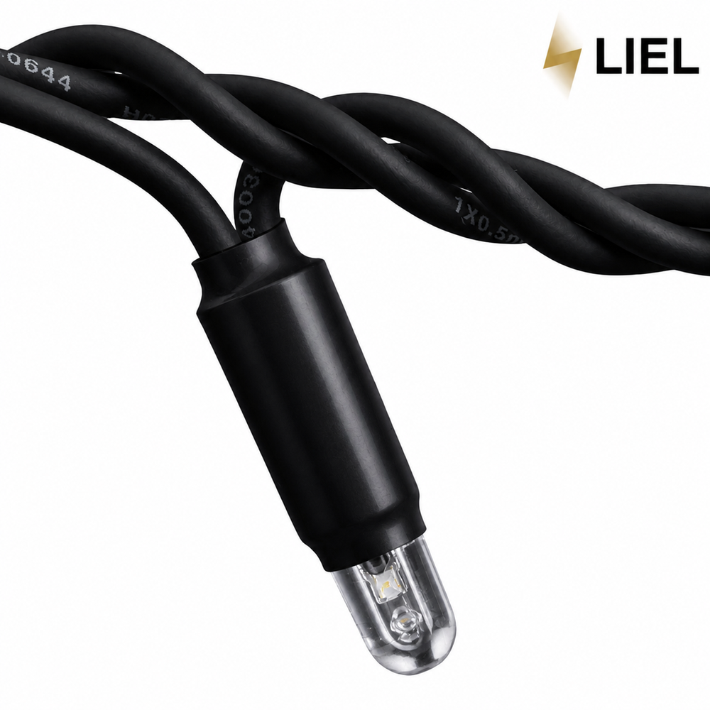 Вулична Гірлянда Бахрома LIEL 3х0.7м Premium Ultra тепле біле світло з мерехтінням на чорному кабелі, IP67, арт. H73566