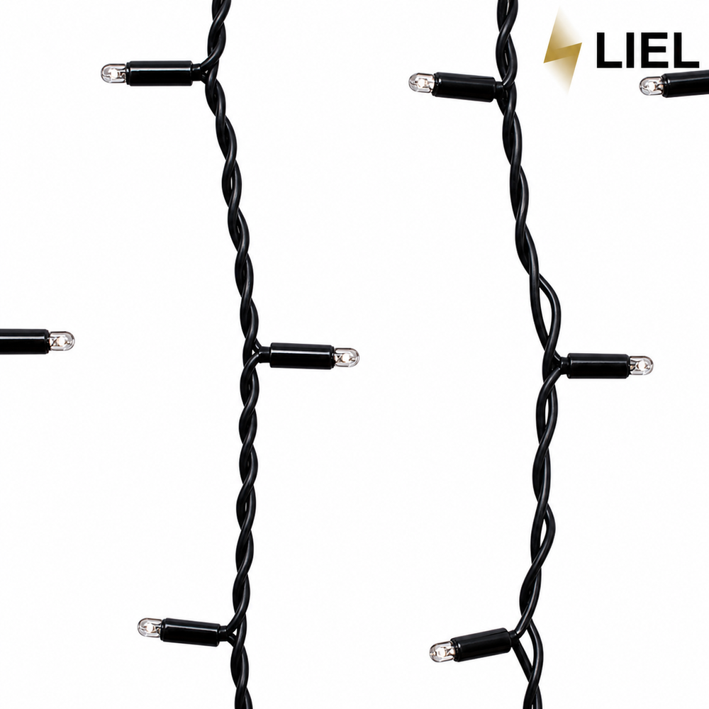 Вулична Гірлянда Бахрома LIEL 3х0.7м Premium Ultra тепле біле світло з мерехтінням на чорному кабелі, IP67, арт. H73566