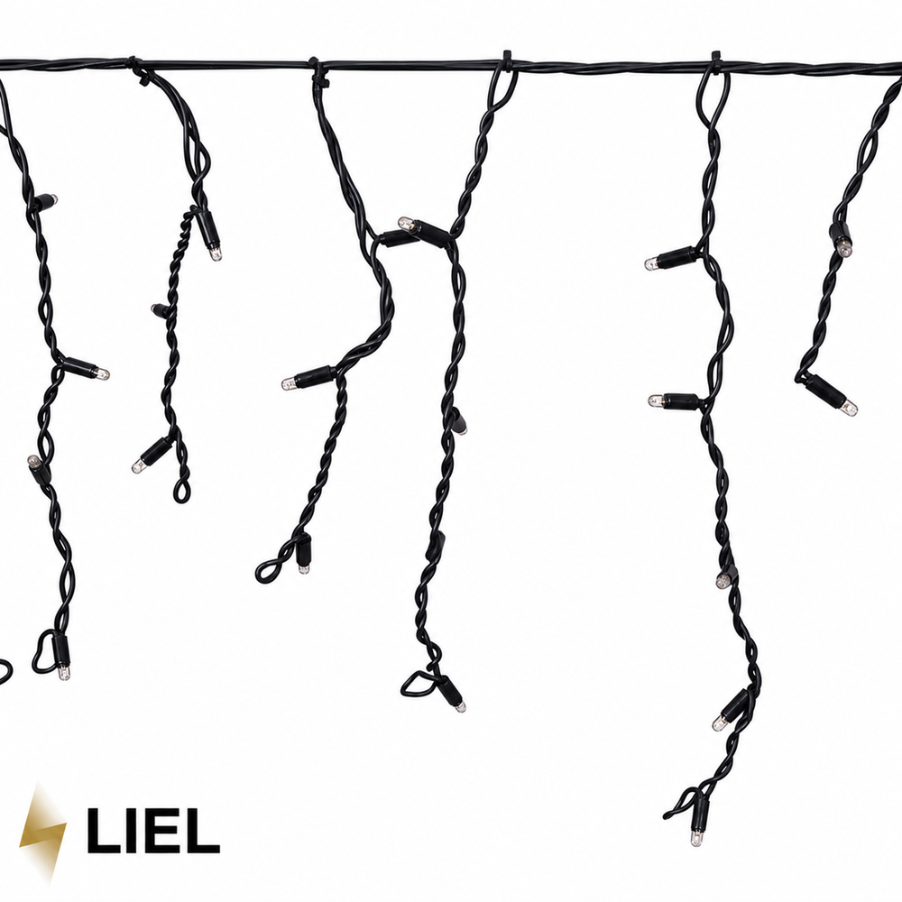 Вулична Гірлянда Бахрома LIEL 3х0.7м Premium Ultra тепле біле світло з мерехтінням на чорному кабелі, IP67, арт. H73566