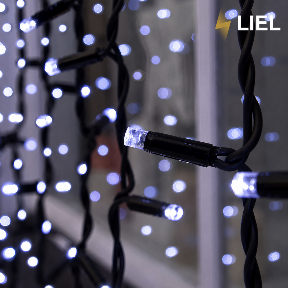 Вулична гірлянда Штора LIEL 3х3м Premium білий холодний колір світіння з мерехтінням на чорному кабелі IP65, арт. G080-ST