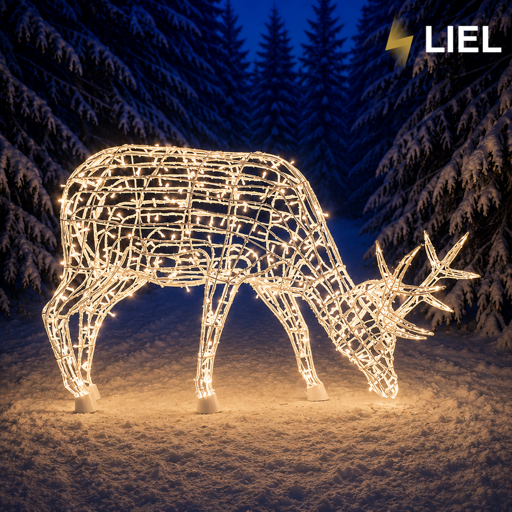 Новогодний световой олень LIEL 3D, 200 LED, 120 см, холодный цвет свечения, IP67, декоративная светодиодная фигура для улицы, арт. G-0010