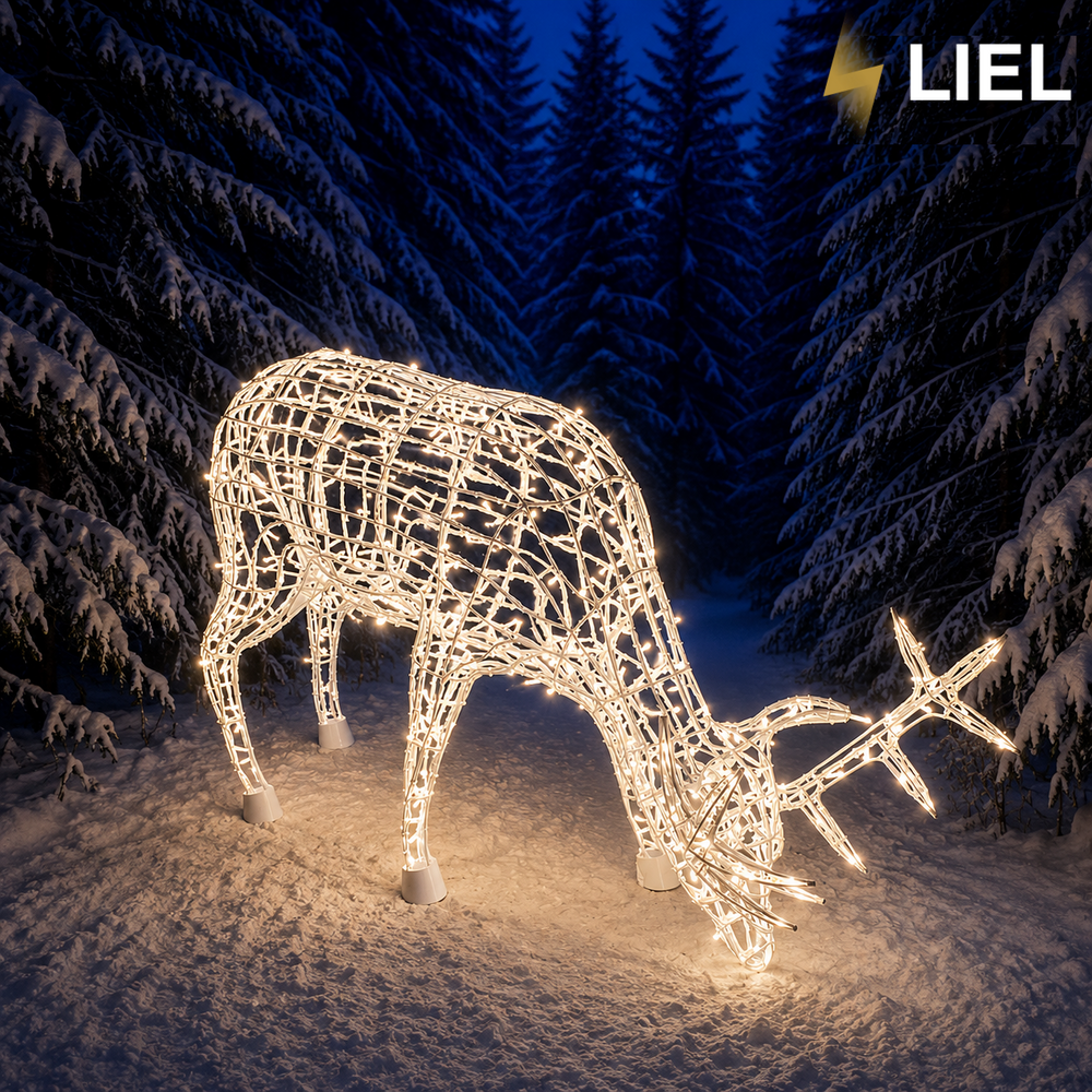 Новогодний световой олень LIEL 3D, 200 LED, 120 см, холодный цвет свечения, IP67, декоративная светодиодная фигура для улицы, арт. G-0010