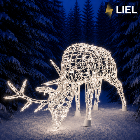 Новогодний световой олень LIEL 3D, 200 LED, 120 см, холодный цвет свечения, IP67, декоративная светодиодная фигура для улицы, арт. G-0010
