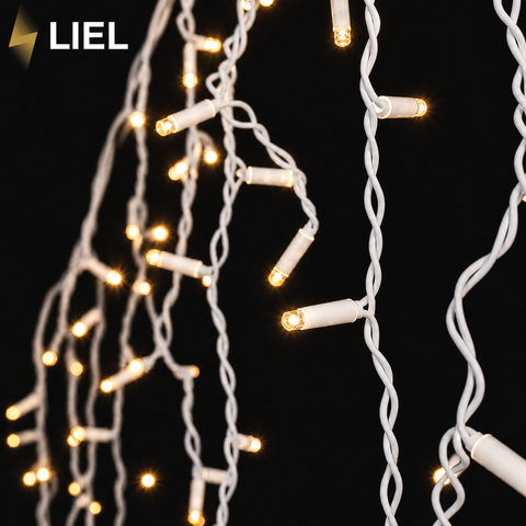 Вулична Гірлянда Бахрома LIEL 3х0.7м Premium Ultra з теплим білим світлом на білому кабелі IP67
