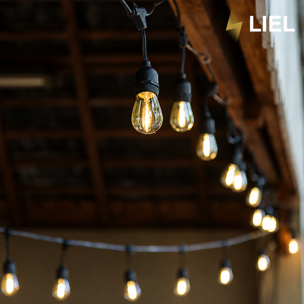 Вулична ретро гірлянда лампочки Belt Light LIEL Standart + 25м/50 патронів, чорний кабель, IP65, арт. 07487