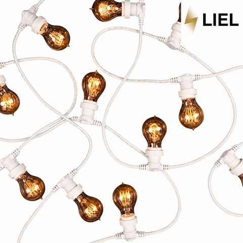 Вулична ретро гірлянда лампочки Belt Light LIEL Standart + 1 патрон на метр на ьілому кабелі IP65 арт. PU2