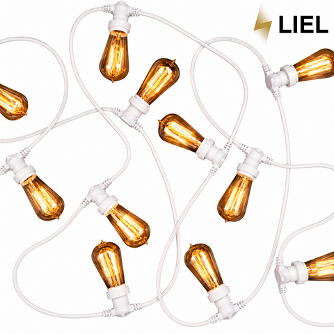 Вулична ретро гірлянда лампочки Belt Light LIEL Standart + 2 патрони на метр на білому кабелі IP65 арт. PU4
