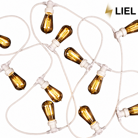 Вулична ретро гірлянда лампочки Belt Light LIEL Standart + 3 патрони на метр на білому кабелі IP65 арт. PU6