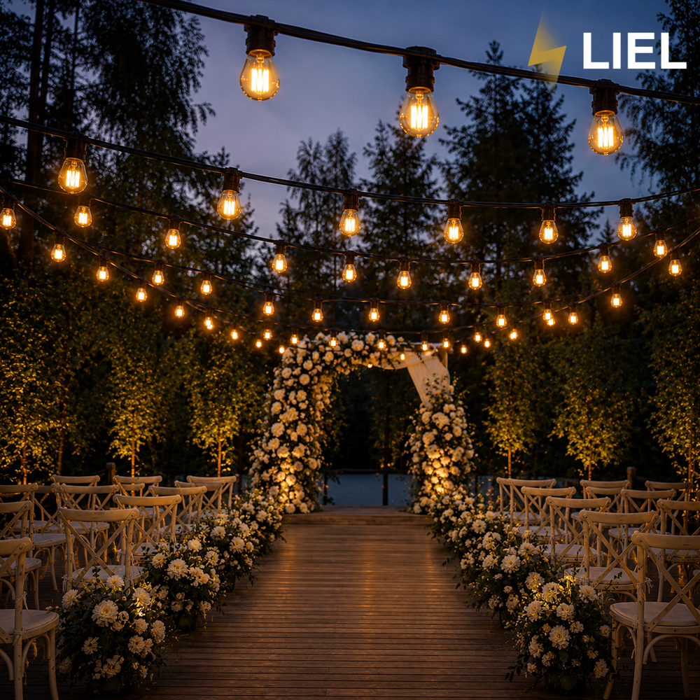 Уличная ретро-гирлянда лампочки Belt Light LIEL Premium Ultra 1 патрон на метр на черном кабеле IP67, арт. BL1-65-1