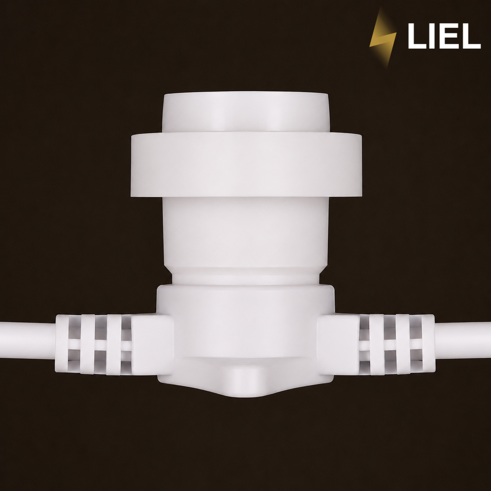 Уличная ретро гирлянда лампочки Belt Light LIEL Standart + 4 патрона на метр на белом кабеле IP65 арт. PU8