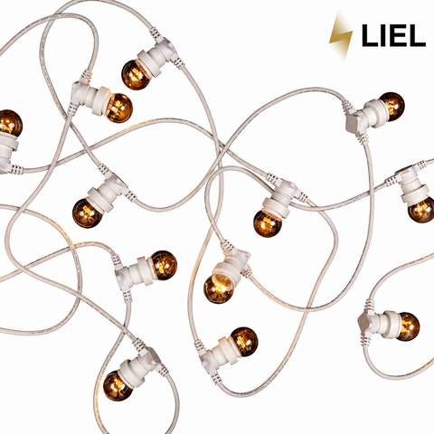 Вулична ретро гірлянда лампочки Belt Light LIEL Standart + 4 патрони на метр на білому кабелі IP65 арт. PU8