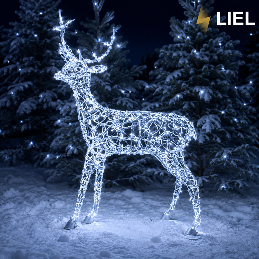 Новорічний світловий олень LIEL 3D, 200 LED, 170 см, холодний колір світіння, IP67, декоративна світлодіодна фігура для вулиці, арт. G-0011