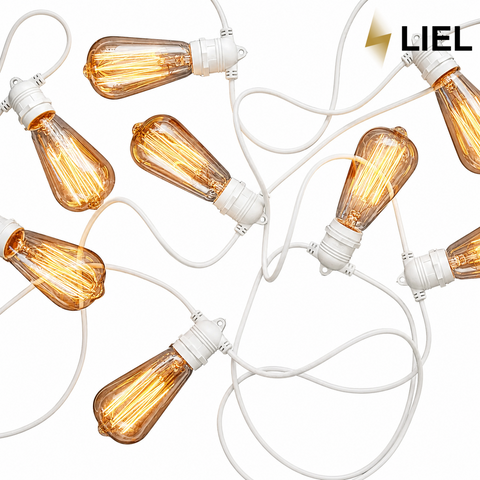 Вулична ретро гірлянда лампочки Belt Light LIEL Standart IP44 E27 2 патрони на 1 метр на чорному кабелі арт. 0035
