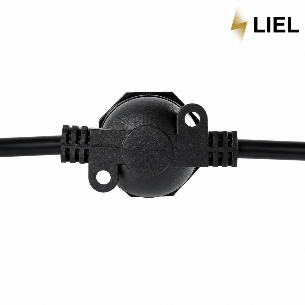 Уличная ретро гирлянда с лампочками Belt Light LIEL Standart IP67 E27 2 патрона на 1 метр, черный кабель 10.5 м, арт. 003444