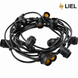 Уличная ретро гирлянда с лампочками Belt Light LIEL Standart IP67 E27 2 патрона на 1 метр, черный кабель 10.5 м, арт. 003444
