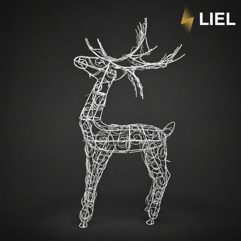 Новогодний световой олень LIEL 3D, 100 LED, 120 см, теплый цвет свечения, IP67, декоративная светодиодная фигура для улицы, арт. SF0001