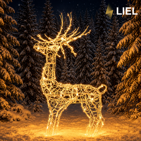 Новогодний световой олень LIEL 3D, 100 LED, 120 см, теплый цвет свечения, IP67, декоративная светодиодная фигура для улицы, арт. SF0001
