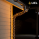 Вулична гірлянда Нитка LIEL 10м Premium теплий білий колір на чорному кабелі, IP67, арт. G0701-ST