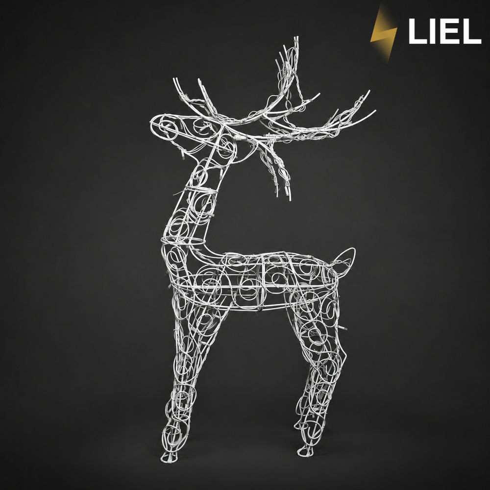Новогодний световой олень LIEL 3D, 100 LED, 120 см, теплый белый цвет свечения, IP67, декоративная светодиодная фигура для улицы, арт. SF0002