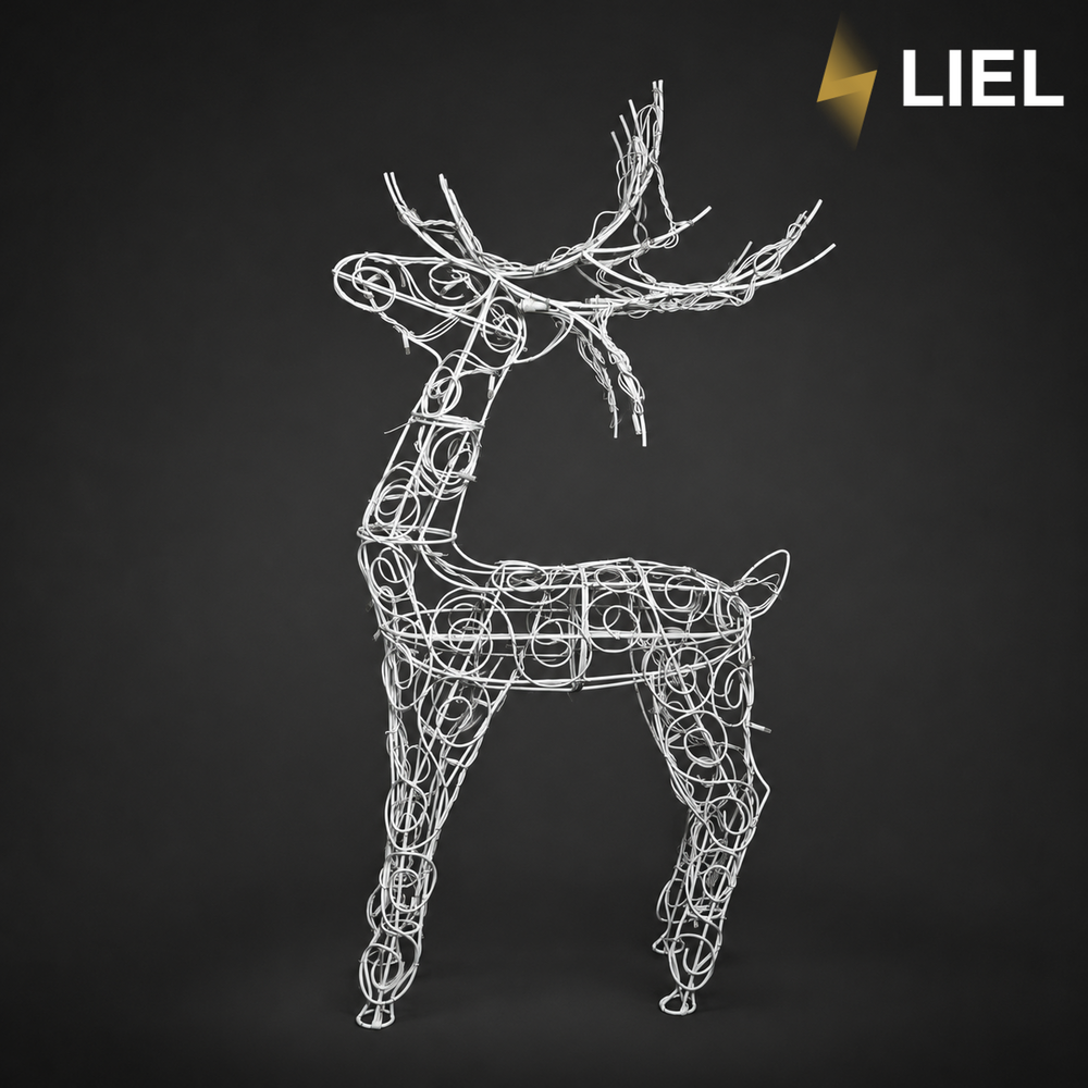 Новорічний світловий олень LIEL 3D, 100 LED, 120 см, холодний білий колір світіння, IP67, декоративна світлодіодна фігура для вулиці, арт. SF0003