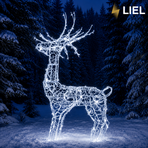 Новогодний световой олень LIEL 3D, 100 LED, 120 см, холодный белый цвет свечения, IP67, декоративная светодиодная фигура для улицы, арт. SF0003