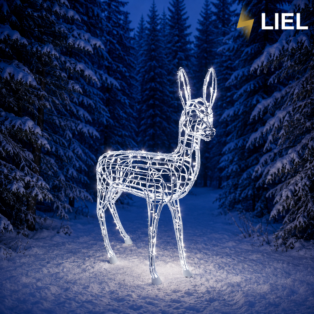Новорічний світловий олень LIEL 3D, 100 LED, 150 см, холодний колір світіння, IP67, декоративна світлодіодна фігура для вулиці, арт. G-0004