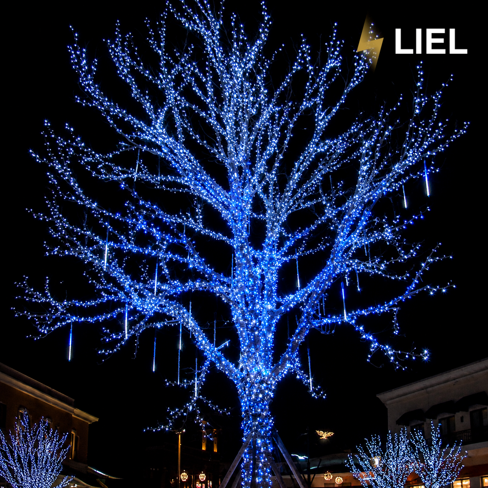 Уличная гирлянда Нитка LIEL 10м Standart синий цвет с мерцанием на черном кабеле, IP44, арт. G049-ST