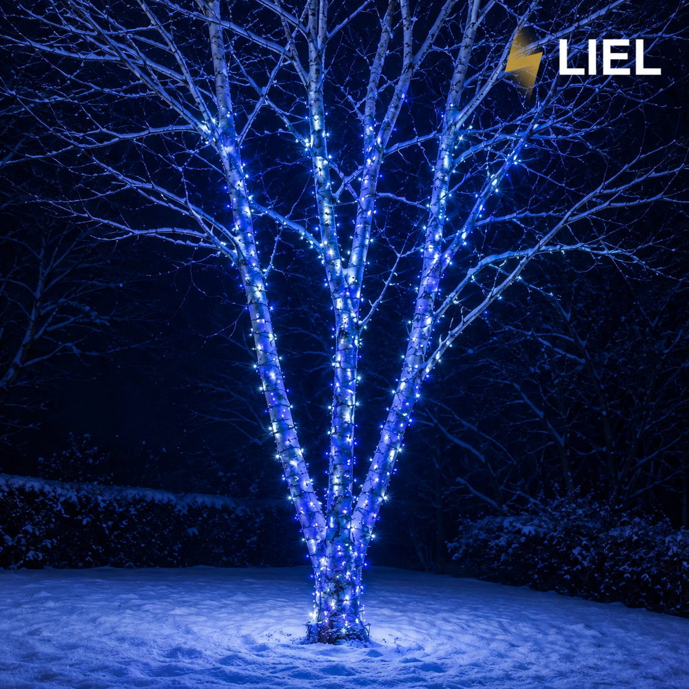 Уличная гирлянда Нитка LIEL 10м Standart синий цвет с мерцанием на черном кабеле, IP44, арт. G049-ST