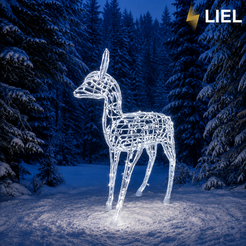 Новогодний световой олень LIEL 3D, 100 LED, 150 см, холодный цвет свечения, IP67, декоративная светодиодная фигура для улицы, арт. G-0004