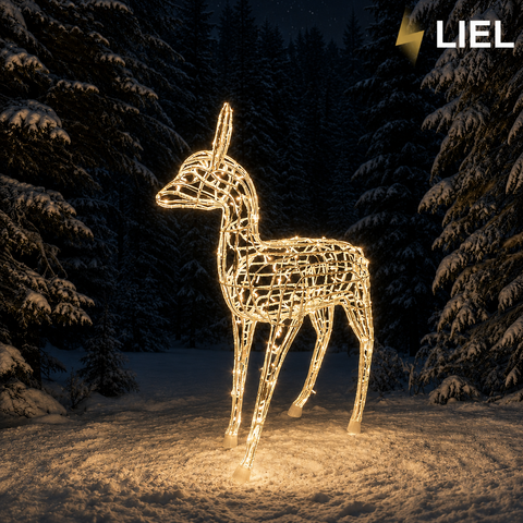 Новогодний световой олень LIEL 3D, 200 LED, 150 см, теплый белый цвет свечения, IP67, декоративная светодиодная фигура для улицы, арт. G-0005