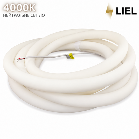 Світлодіодний неон RISHANG 2835-336-D23-24 RX2K01TC (4000К) LED Neon, арт. 19231, Нейтральний (4000К), Білий, 24 В DC, SMD 2835, 14.4 Вт/м, 950 Лм/м, IP66, Суцільне (безперервне), &Oslash;23 мм, 360&deg;, 336 LED/м, 25 мм, Довільна, Ra &ge;90, Силікон, до 90%, 0,6 А/м, 24 V DC, Так, Увімкнення/вимкнення (ON/OFF), До 100 м без втрати яскравості, 100 м, Від -40 &deg;C до +50 &deg;C, До -40 &deg;C, UV-стійка ПВХ оболонка, Висока, Так, короткочасне занурення на глибину до 1 м, Висока, світлодіодна технологія з низьким енергоспоживанням, 36 000 годин, 3 роки, Архітектурне, декоративне та контурне LED-освітлення фасадів, будівель, інтер'єрів і рекламних конструкцій, Rishang, Китай, CE, RoHS